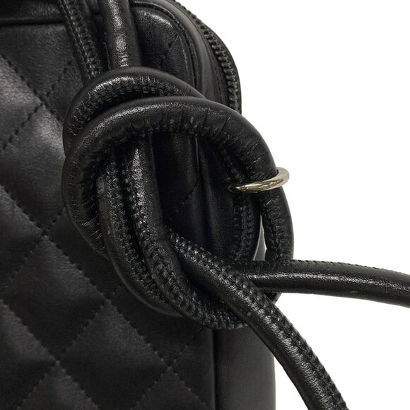 Auth CHANEL Cambon Line Medium Pochette A25178 Black Leather Shoulder Bag - Picture 5 of 16